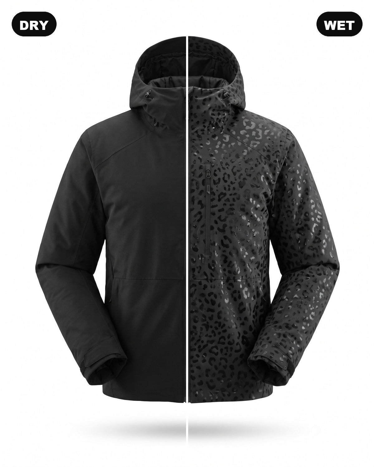Black Catshift jacket, dry and wet